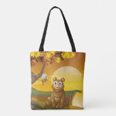 Bruine Beer Zonsondergang Tote Bag (Achterkant)