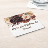 Bruine Beige Bloemen Bloemrijke Feest Kartonnen Onderzetters (Schuin)