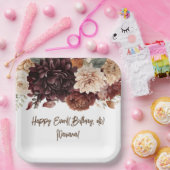 Bruine Beige Bloemen Bloemrijke Feest Papieren Bordje (Feest)