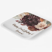 Bruine Beige Bloemen Bloemrijke Feest Papieren Bordje (Gebogen)