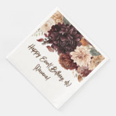 Bruine Beige Bloemen Bloemstuk Feest Servetten (Hoek)