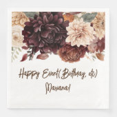 Bruine Beige Bloemen Bloemstuk Feest Servetten (Voorkant)
