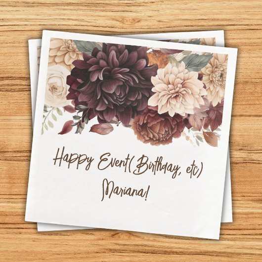 Bruine Beige Bloemen Bloemstuk Feest Servetten