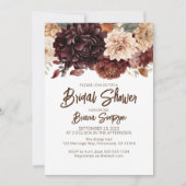 Bruine Beige Bloemen Bruidsfeest Kaart (Voorkant)