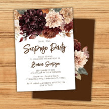 Bruine Beige Bloemen Verrassingsverjaardagsfeest