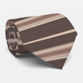 Bruine Beige Crème Horizontaal Gestreept Stropdas (Opgerold)