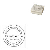 Bruine Beige Elegante Cirkel Logo Rubber Stempel (Gestempeld)