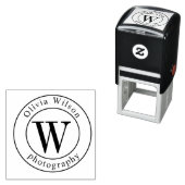 Bruine Beige Elegante Cirkel Logo Rubber Stempel (In situ)
