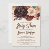 Bruine Beige Ivoor Bloemen Bloemend Baby Shower Kaart (Voorkant)