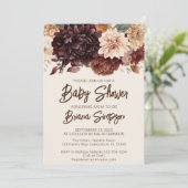 Bruine Beige Ivoor Bloemen Bloemend Baby Shower Kaart (Staand voorkant)