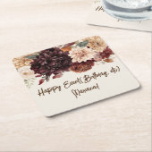 Bruine Beige Ivoor Bloemen Bloemstuk Feest Kartonnen Onderzetters (Schuin)