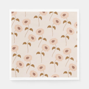 Bruine Beige Retro Y2K Hippie Zonnebloem Patroon Servet