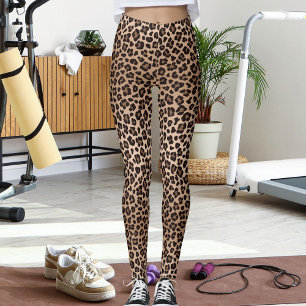 Bruine Beige Safari Wilde Katachtige Huid Luipaard Leggings