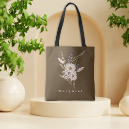 Bruine beige stijlvolle bloemrijke chique tas 