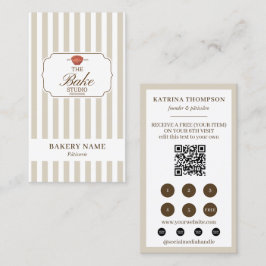 Bruine Beige Strepen Bakkerij Logo Kloek Stempel Visitekaartje