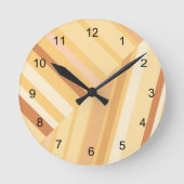 Bruine Beige Strepen Ronde Klok (Voorkant)