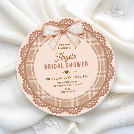 Bruine beige strik met boog bruiloftsshower kaart