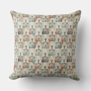 BRUINE BEIGE TEAL GROENE GEOMETRISCHE VORMEN KUSSEN