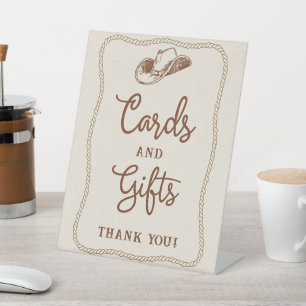 Bruine Beige Western Hoefijzer Kaarten en Cadeaus Reclamebord Met Voetstuk