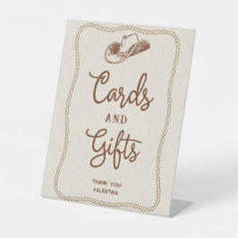 Bruine Beige Western Hoefijzer Kaarten en Cadeaus Reclamebord Met Voetstuk