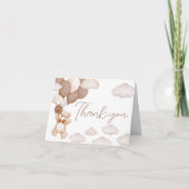 Bruine Beren ballon Bearly Wait Baby shower Bedankkaart (Voorkant)