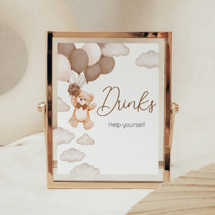 Bruine Beren ballon Bearly Wait Baby shower Drinke Poster