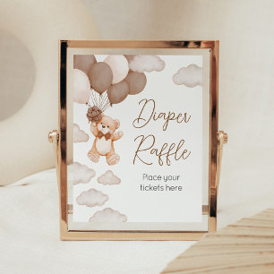 Bruine Beren ballon Bearly Wait Luier Raffle Poster