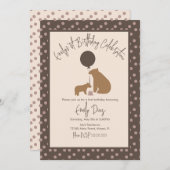 Bruine Beren BallonCake First Birthday Kaart (Voorkant / Achterkant)