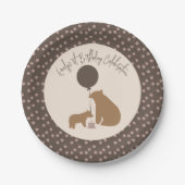 Bruine Beren BallonCake First Birthday Papieren Bordje (Voorkant)