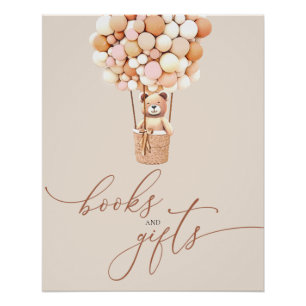 Bruine Beren ballonnen Baby Boeken en geschenken P Perfect Poster