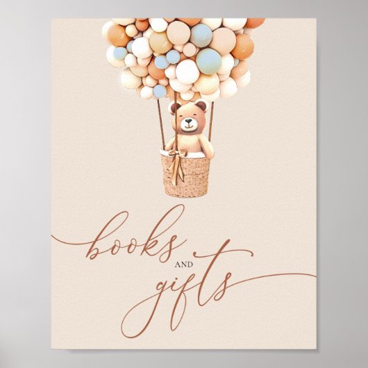 Bruine Beren ballonnen Baby Boeken en geschenken P Poster (Voorkant)