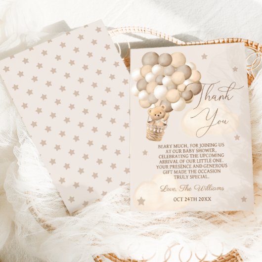 Bruine Beren ballonnen Barly Wachten Baby shower Bedankkaart
