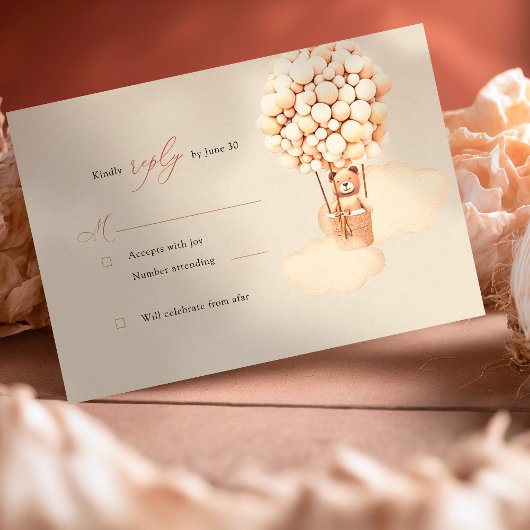 Bruine Beren ballonnen RSVP Reply Enclosure Kaart