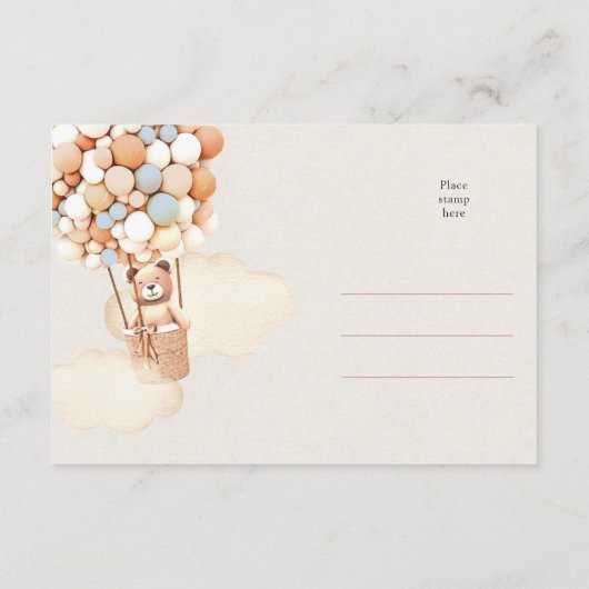 Bruine Beren ballonnen RSVP Reply Enclosure Kaart (Achterkant)