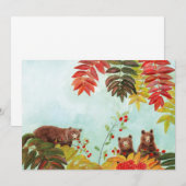 Bruine beren die rode lijsterbessen eten kaart (Voorkant / Achterkant)