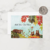 Bruine beren eten rode lijsterbesbessen  notitiekaartje (Voorkant / Achterkant in situ)