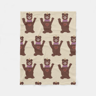 Bruine Beren fleece deken