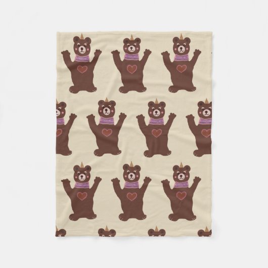 Bruine Beren fleece deken (Voorkant)