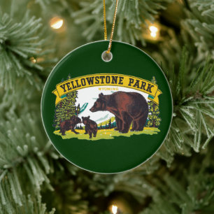 bruine Beren in het nationale park van Yellowston Keramisch Ornament