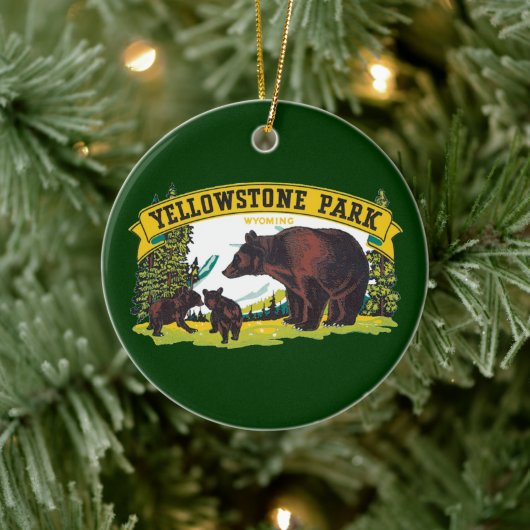  bruine Beren in het nationale park van Yellowston Keramisch Ornament (Boom)