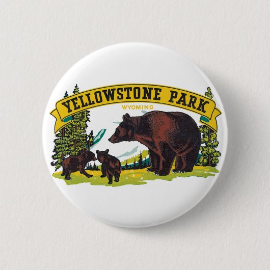  bruine Beren in het nationale park van Yellowston Ronde Button 5,7 Cm (Voorkant)