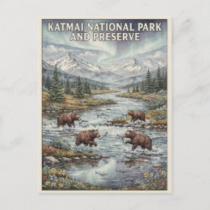 Bruine beren in Katmai National Park Briefkaart