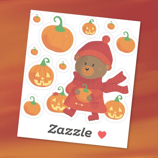 Bruine beren in pompoenveldstickers sticker
