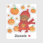 Bruine beren in pompoenveldstickers sticker (Vel)