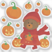 Bruine beren in pompoenveldstickers sticker (Voorkant)