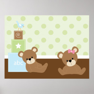 Bruine Beren Kinder wandbekleding Poster
