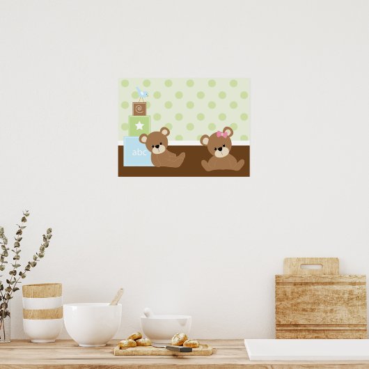 Bruine beren kinderkamer decoratie (Keuken)