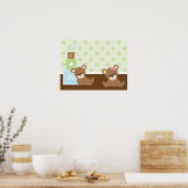 Bruine beren kinderkamer muurdecoratie poster (Keuken)