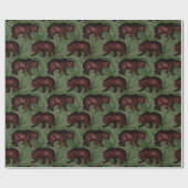 bruine Beren over groene Cadeaupapier (Vlak)