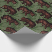 bruine Beren over groene Cadeaupapier (Hoek)